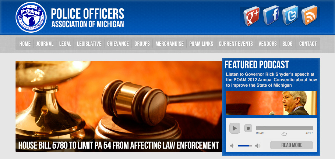 POAM website design in 2011; Gavel Resting on a desk