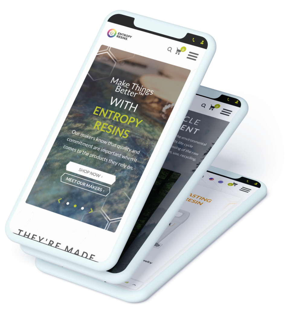 Entropy Resins website on iPhone devices