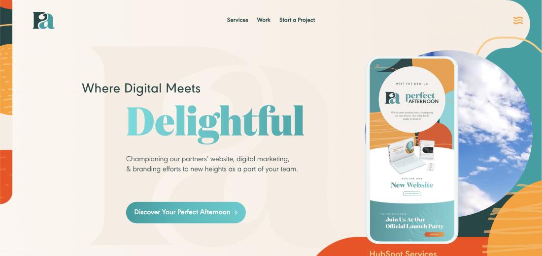 Perfect Afternoon home page design