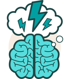 Brain illustration with thoughts and ideas coming out | Perfect Afternoon's core value of Creativity