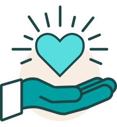 Illustration of a hand palming a heart | Perfect Afternoon's core value of Value