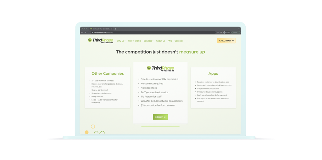 Website landing page for ThirdPhase Processors comparison with their competitors
