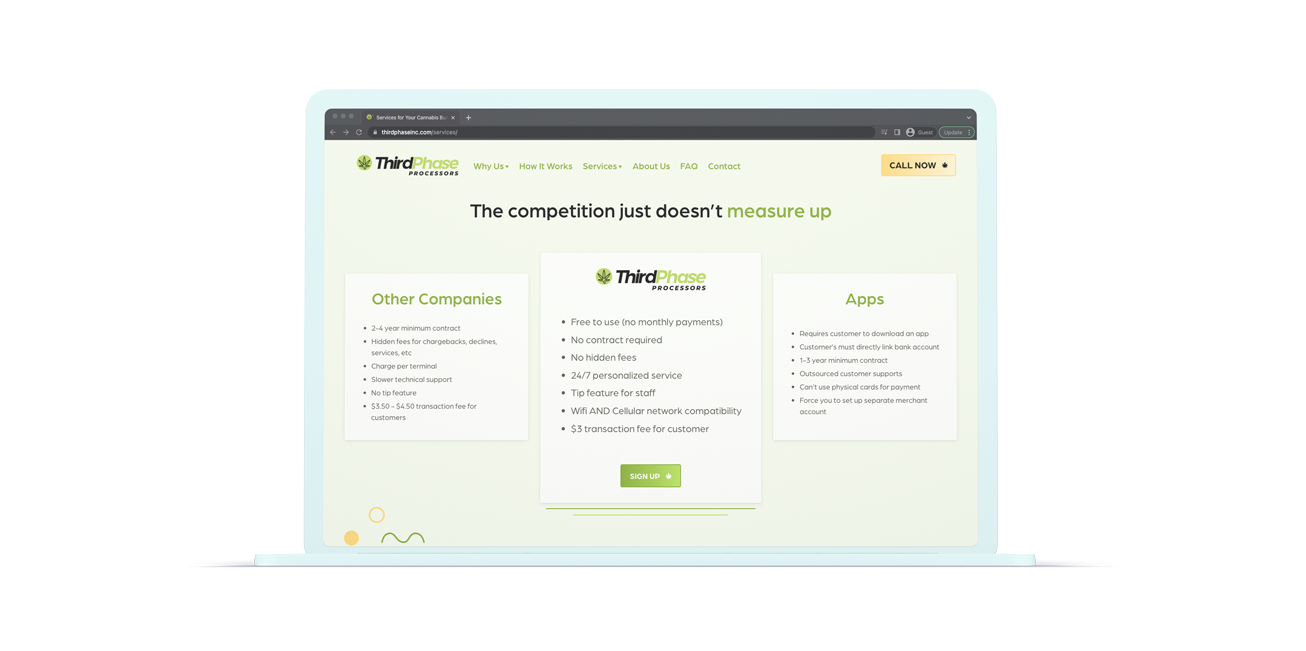 Website landing page for ThirdPhase Processors comparison with their competitors