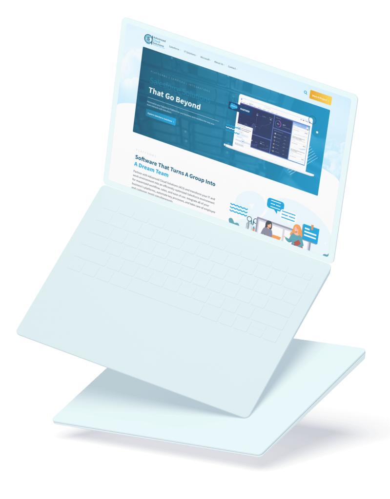 Computer laptop mockup of Advanced Cloud Solutions website