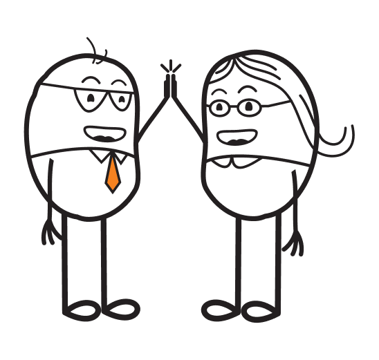Two Beans illustrations high-fiving each other. CPA Nerds website and marketing by Perfect Afternoon.