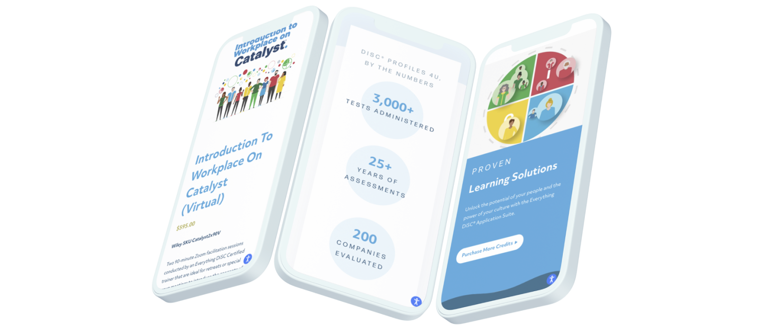 DiSC Profiles 4U website on three mobile devices