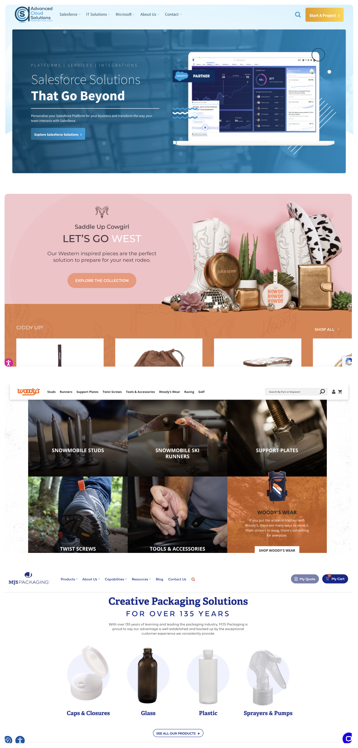 Selection of different website designs created by Perfect Afternoon