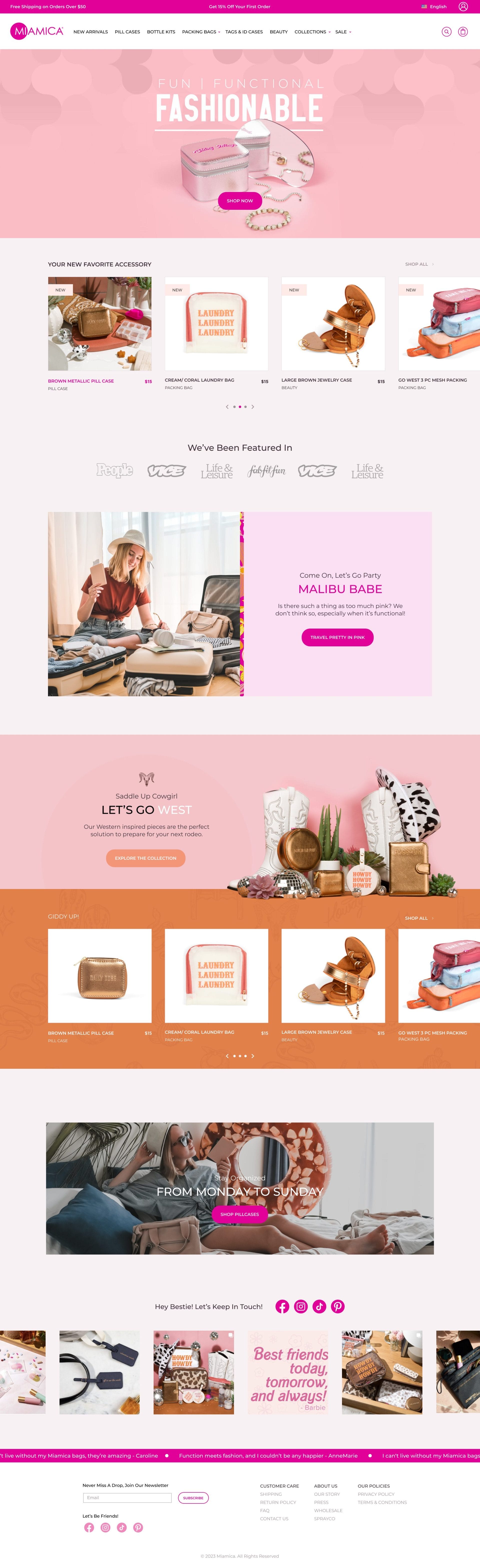 Miamica website home page
