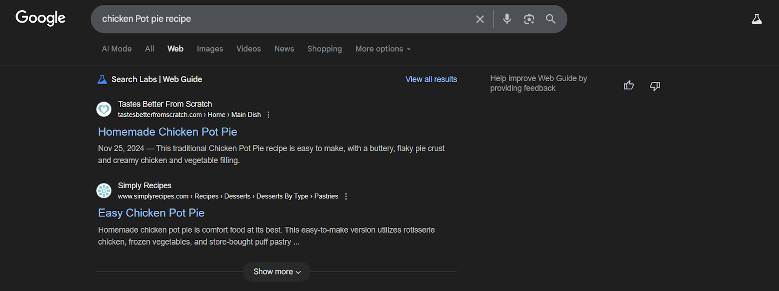A Web Guide Example from Google Search Results